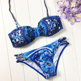 Blue Floral Print Bikini